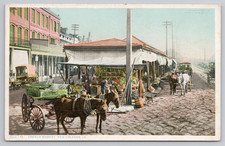 Vintage French Market New Orleans LA Postcard Detroit Publishing Horse Carriage picture