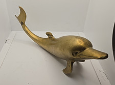 Large Vintage Solid Brass Dolphin 13.5