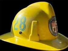Vintage 1960s LAFD Fire Department MSA Topgard Fire Helmet Salvage 28 picture
