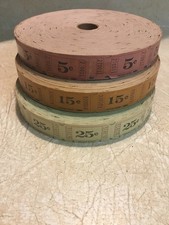 3 Vintage/antique amusement park ticket Roll 5 25 15 Cent Tickets New Lot Of 3 picture