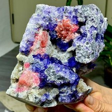 2.58LB Natural rhodochrosite with purple fluorite crystal mineral specimen picture