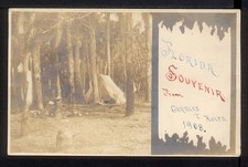 1908 Florida Souvenir CAMPING IN TENTS AT PALM BEACH Real Photo Postcard RPPC picture