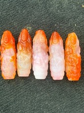 5Pcs Rare Tibetan Natural Agate Hand Carved *Bodhisattva* Dzi Beads  picture