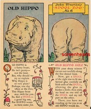 ANTIQUE 1931 O.N.T. PAPER DOLL CUTOUT OLD HIPPO ZOO SPOOL TRADE CARD VG picture