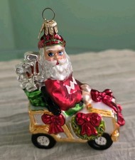 RARE Christopher Radko A Roll in One Golf Cart Santa 2001 Christmas Ornament picture