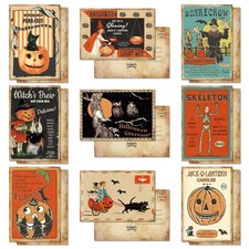 AnyDesign 36PCS Vintage Halloween Postcards Scary Pumpkin Cats 4x6 9 Designs picture