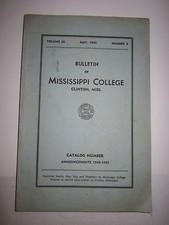 1944 MISSISSIPPI COLLEGE BULLETIN BOOKLET & NAVY PROGRAM - TUB BMA picture