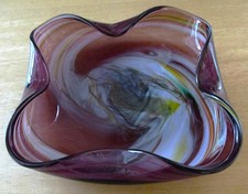 Vintage Mid-Century Modern Purple Swirl Ashtray ~ Murano-style ~ Very Good picture