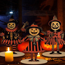 3 Pcs Vintage Halloween Decor 9x6 in Pumpkin Table Centerpiece picture
