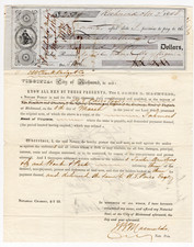 Pre Civil War 1849 Hand Signed Notary Protest Promissory Note Richmond VA Pairo picture