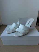 Manolo Blahnik White Leather Double Strap Heels Sandals Designer Made Italy picture