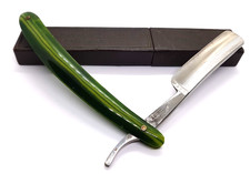 Vintage SOVIET RUSSIA Straight Razor USSR DVUKHZAKOVNAYA STIZ 57 RARE BOX GREEN picture