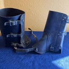Vintage Swiss Army Leather gaiters 1960-70s Military Leggings Spats Complete picture