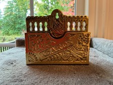 Rare Antique Victorian Solid Brass Card Holder From Funeral Home picture