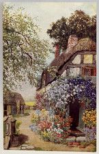 Flower Covered Cottage, Path, Postcard picture
