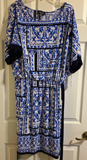 R&M Richards Women's Plus 22W Knit Floral Shift Dress Scoop Neck 3/4 Sleeve picture