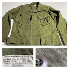 OG 107 Vietnam VTG Military Jungle Jacket Green Ripstop Poplin Allen Small picture