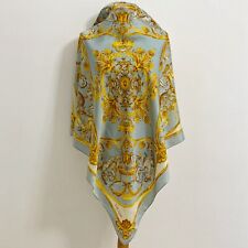 ESCADA PAISLEY BOHEMIAN HORES BLUE  SQUARE  silk scarf  33/35 in #A179 picture