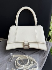 Balenciaga Pre-Owned Authentic Hourglass S White Grained Leather Silver Hardware picture