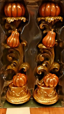 Pumpkin Candle Holders Set of 2 Gold Orange By Acorn & Oak Fall Harvest Decor picture