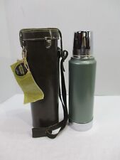 Alladins Stanley Thermos Case Set Green Brown Crossbody Strap Lid Solid 2 Pc Set picture