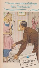 Vintage 1945 Fieldcrest Sheets World War 2 Newlywed Home Decor Print Ad picture