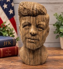 Vintage John F Kennedy 35th President Wooden Head Carving JFK Collectible Art picture