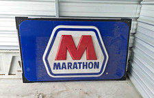 Marathon Gas & Oil Advertising Sign Blue Red White Black with 