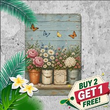 vintage floral garden rustic colorful tin metal signs picture