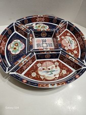 Vintage Japanese IMARI STYLE Porcelain Rotating Lazy Susan Serving Set picture