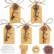 100 PCS Key Bottle Openers Set w/ Tags & Chains for Wedding Favors picture