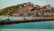 Koblenz Germany Postcard Early 1900s Rare Ehrenbreitstein Fortress Bridge Horses picture
