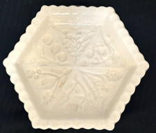 The 1869 Victorian Pottery Shortbread Mold Hexagon With Floral Fruit Design picture