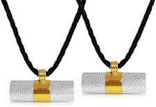 2x Silver & Golden Spiritual Taweez/Taveez Hollow Charm Locket with Black Thread picture