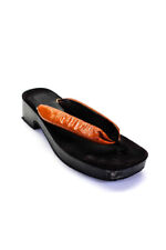 Dries Van Noten Womens Leather Slide Sandals Black Brown Size 40.5 picture