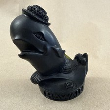 Vtg Coco Joes Hawaii Black Lava Whale Figurine Hat Kohola Statue 288 Tiki picture
