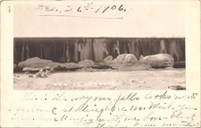 FROZEN DAM newburg wi 1906 postcard wisconsin real photo rppc picture