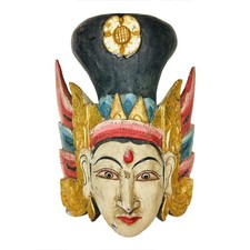 VTG 40s 50s Rama Hindu God Deity Hand Carved Wood Ramayana Mask India Bali picture