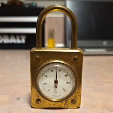 Brass Padlock Style Thermometer Antique Vintage W. Germany picture
