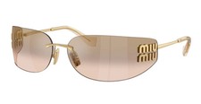 Miu Miu MU A51S 5AK20P Unisex Rectangle Sunglasses in Gold with Brown Lens 100% picture