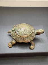 Vintage Bronze Turtle Ashtray w/Hinged Lid picture