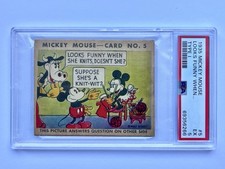 1935 Mickey Mouse Gum Card #5 R89 -TYPE 1 - ULTRA RARE - Minnie Mouse Rookie picture