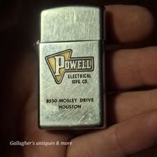 1960s Vintage Zippo Lighter Powell Electrical Houston TX Gas Oil Advertising picture