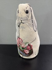 Vintage Embroidered Bunny, Rabbit Doorstop With Tulips picture