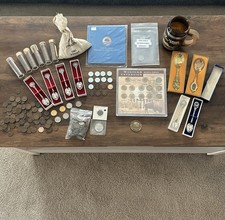 Junk Drawer Lot Miscellaneous Items Coins, Spoons, Vintage Mug, ECT. Estate Find picture