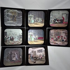 8 Antique McAllister Magic Lantern Slides Marley's Ghost Christmas Carol Dickens picture