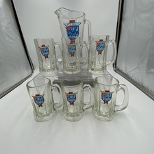 Vintage Heileman’s Old Style Beer 8” Glass Pitcher And 6 6” Glass Mugs Clean picture