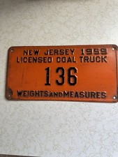 Vintage 1959 New Jersey Licensed Coal Truck Weights and Measures License Plate picture