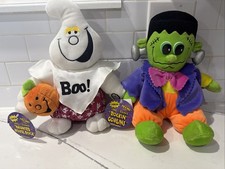 Vintage DanDee Halloween Animated Plush Ghost Frankenstein Singing Dancing NWT picture