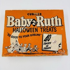 True Vintage Halloween Baby Ruth Tricks or Treats Advert. Candy Box Curtiss 1958 picture